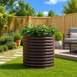 Raised Bed Garden Planter 80x80x81cm Steel Brown
