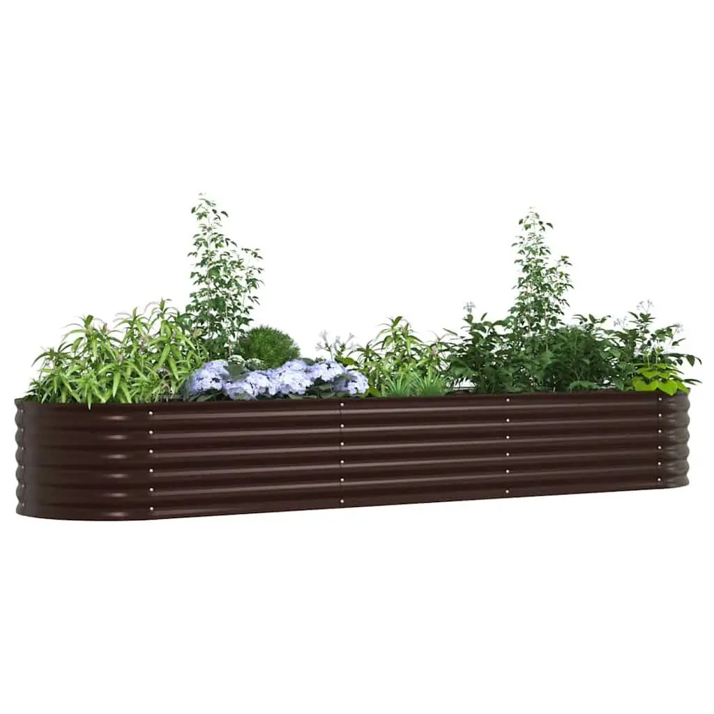 Raised Garden Bed Steel 320x80x44cm Brown Outdoor Planter Box Modern Design