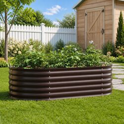 Brown Steel Raised Garden Bed: 160x80x44cm Dimensions