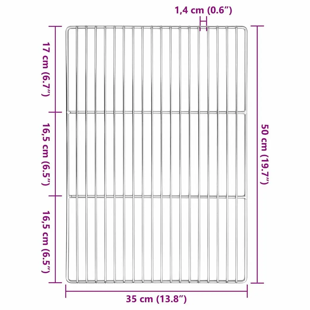 Stainless Steel Grill Grate Outdoor Cooking 50 x 35 cm Rectangular