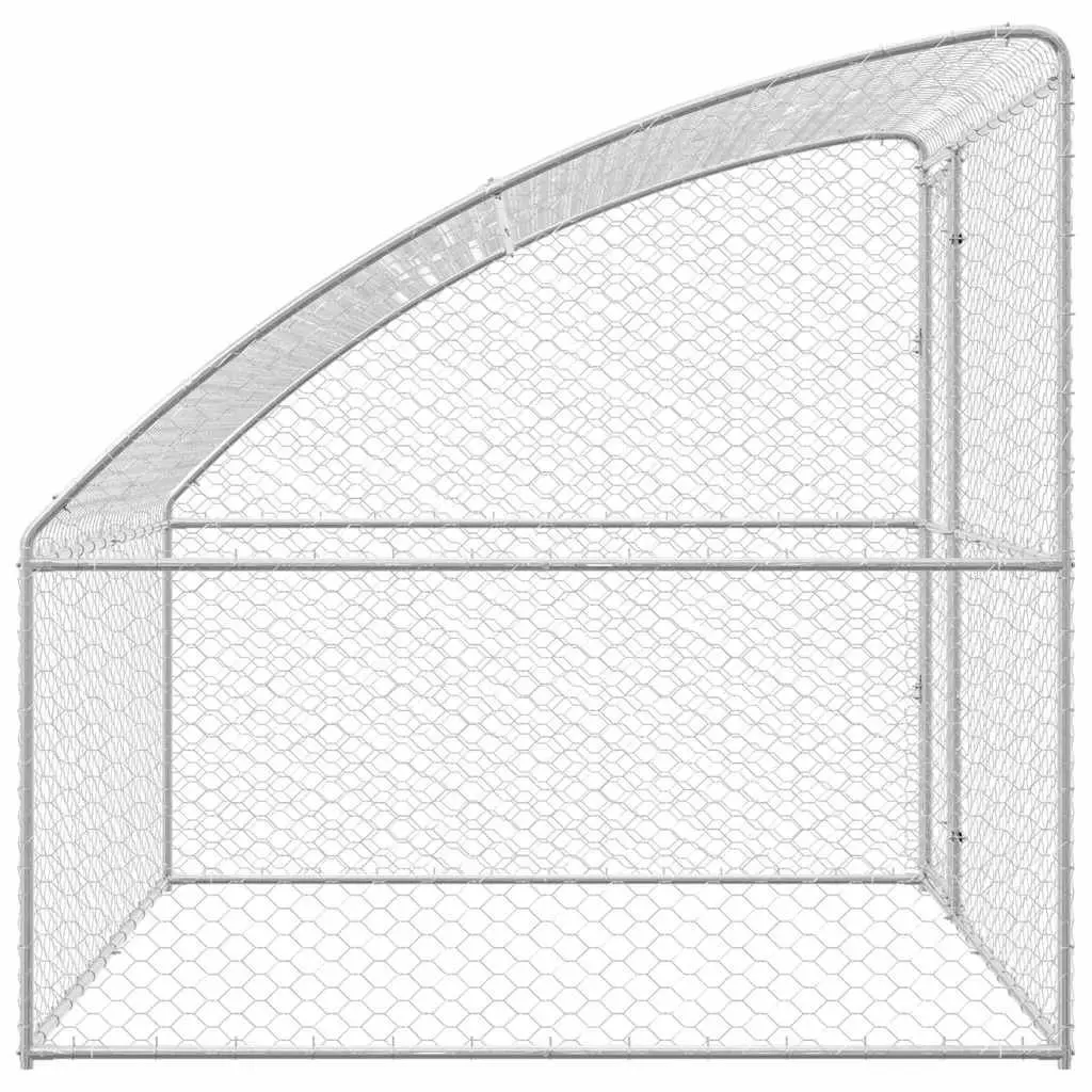 Dog Kennel with Storage Silver Galvanised Steel Outdoor Pet Run Shelter 2x2x2m