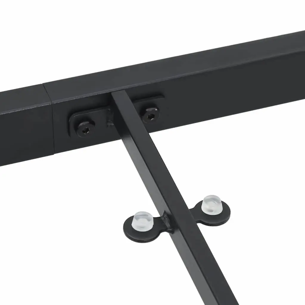 Garden Table Black 140 x 70 x 73 cm Metal Frame Tempered Glass Outdoor Patio