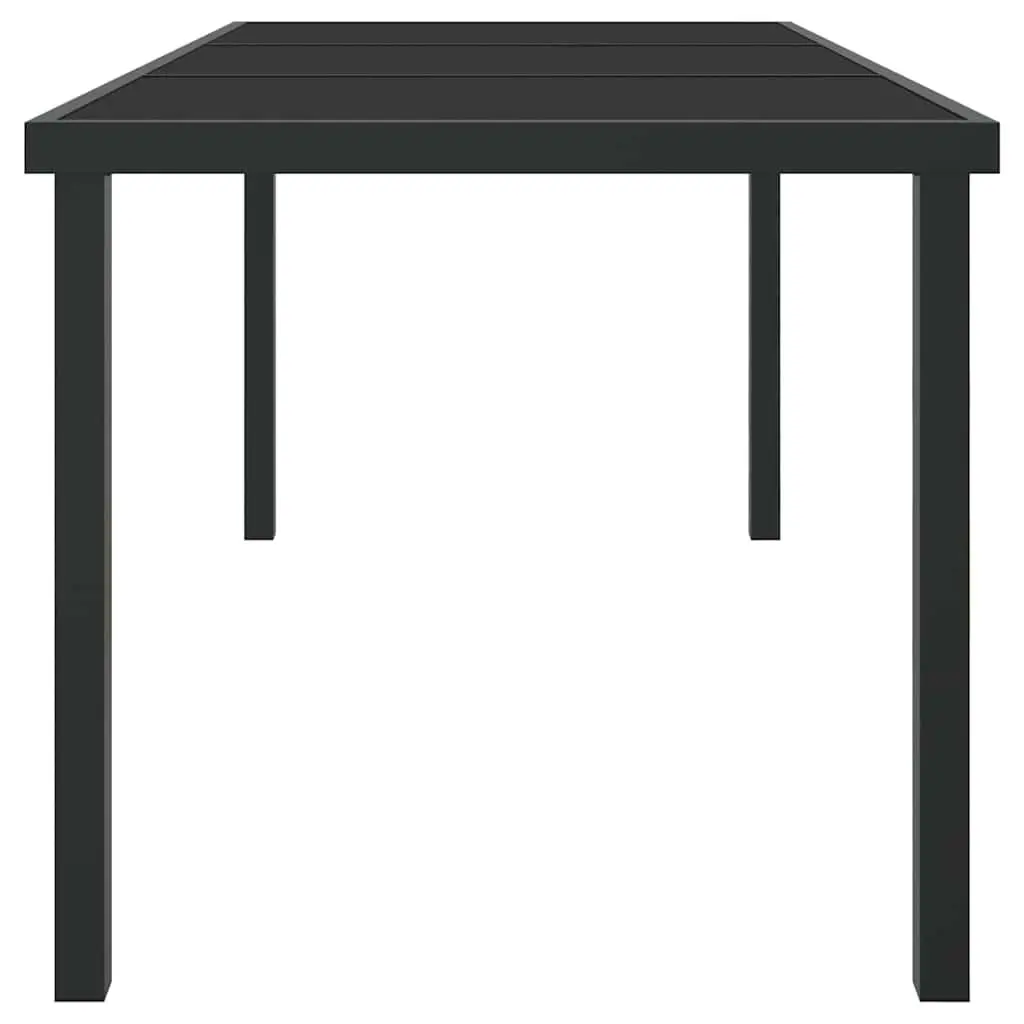 Garden Dining Table 160x80x73cm Black Metal Frame Tempered Glass Outdoor Patio