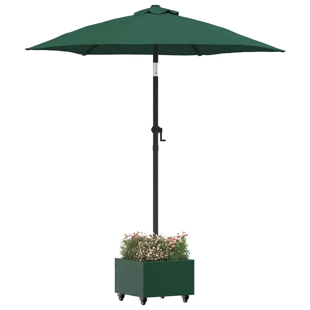 Parasol Base Outdoor Umbrella Stand 45 x 45 x 45 cm Green Steel Wheeled