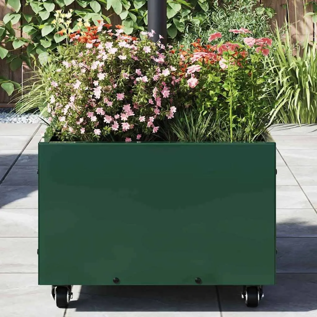 Parasol Base Outdoor Umbrella Stand 45 x 45 x 45 cm Green Steel Wheeled