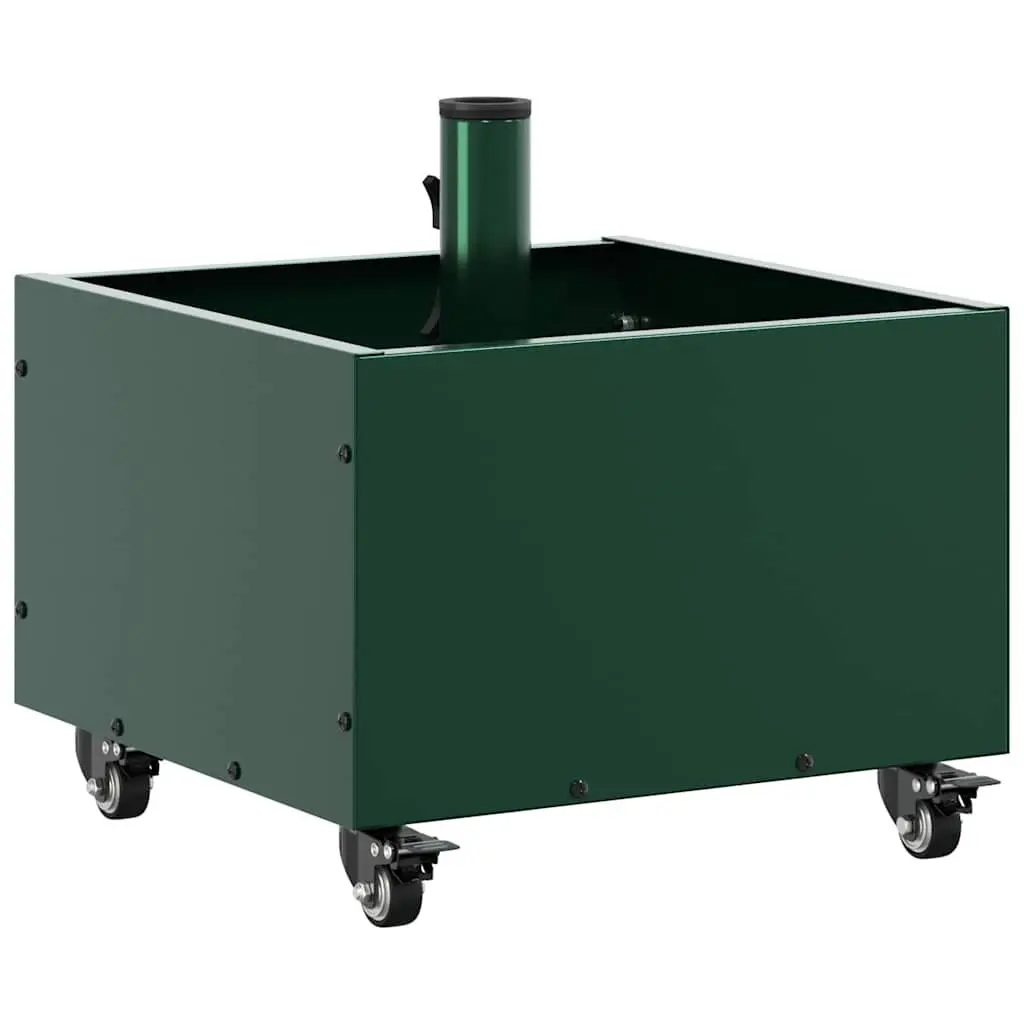 Parasol Base Outdoor Umbrella Stand 45 x 45 x 45 cm Green Steel Wheeled