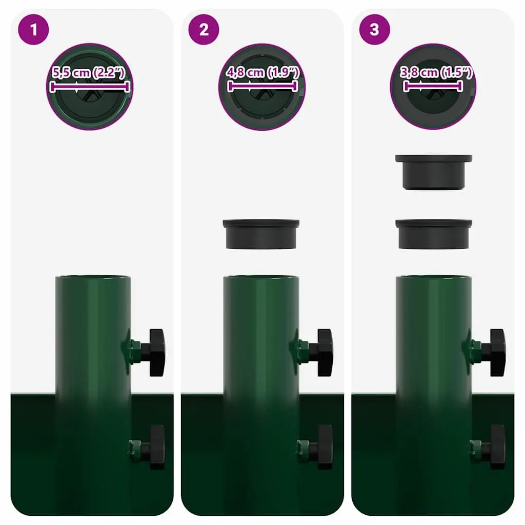 Parasol Base Outdoor Umbrella Stand 45 x 45 x 45 cm Green Steel Wheeled
