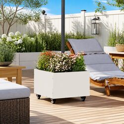 Parasol Base Specifications: 45 x 45 x 45 cm, Steel, White