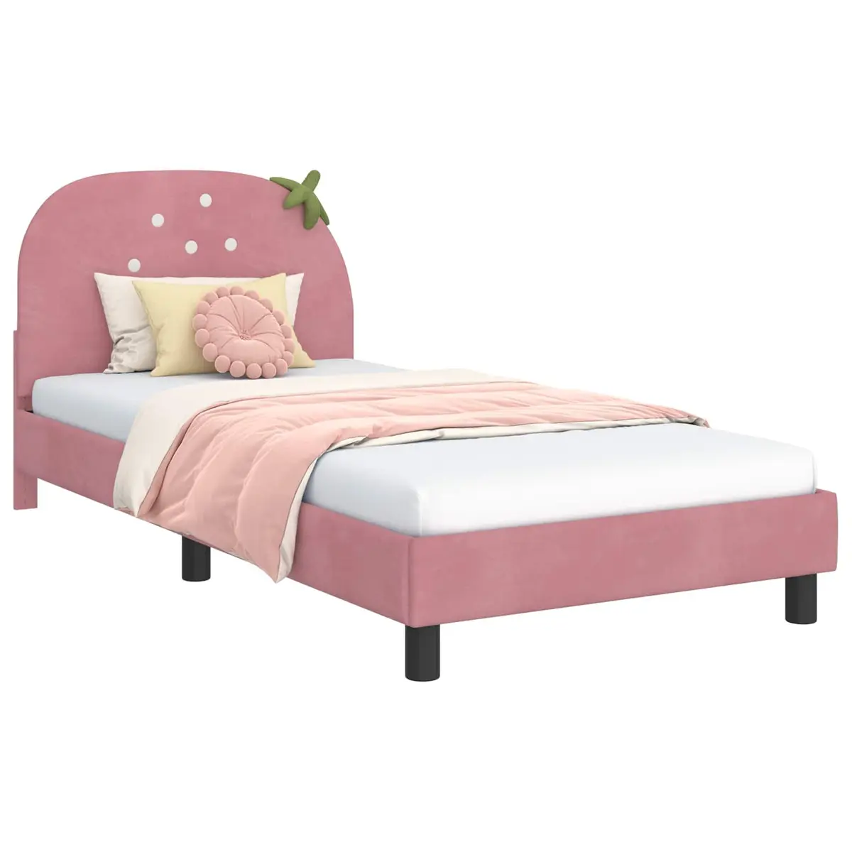 Kids Bed Frame with Headboard for Bedroom 90 x 190 cm Pink Velvet