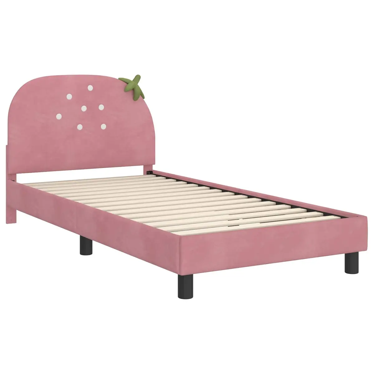 Kids Bed Frame with Headboard for Bedroom 90 x 190 cm Pink Velvet