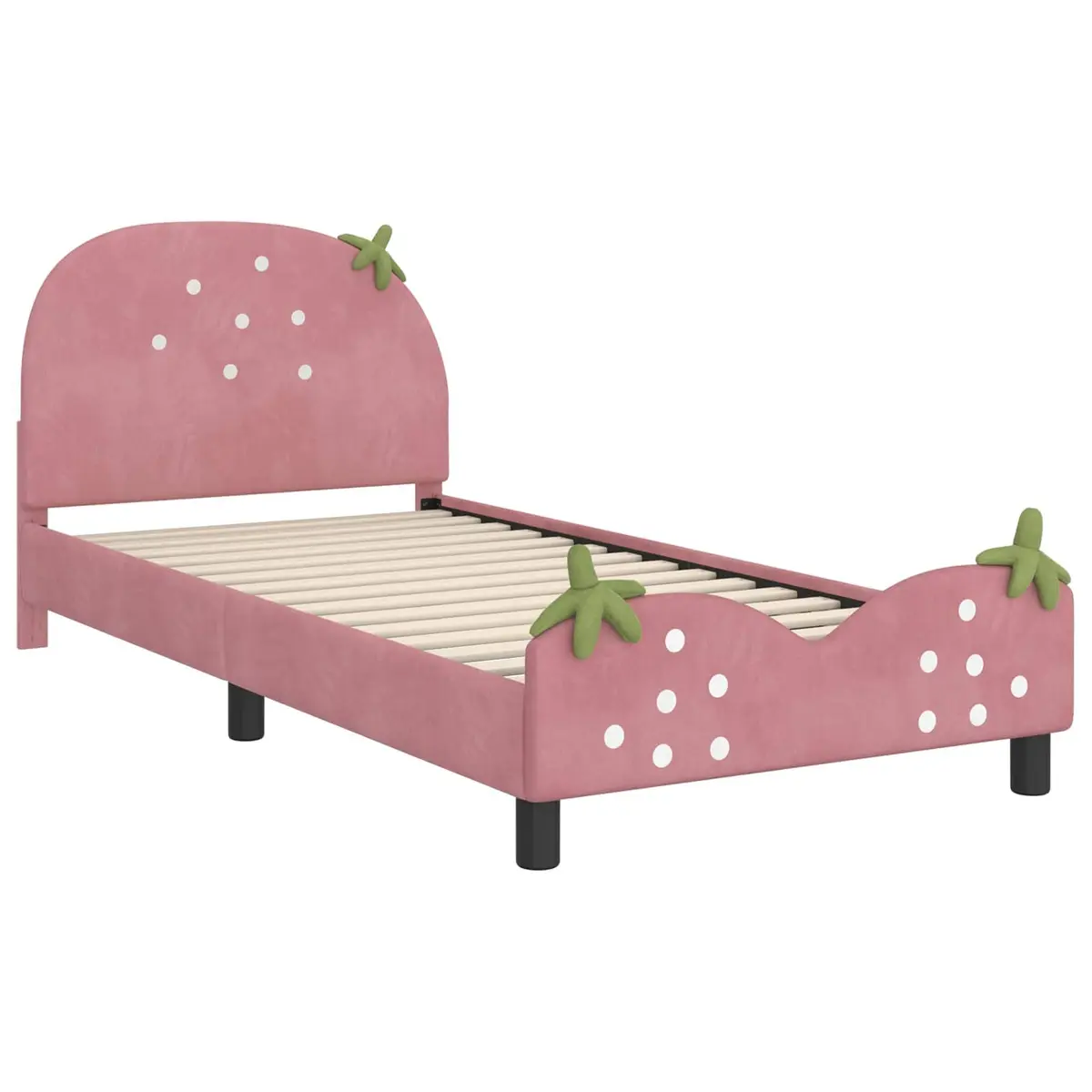 Kids Bed Frame for Children's Bedroom Pink 90 x 190 cm Velvet Upholstered
