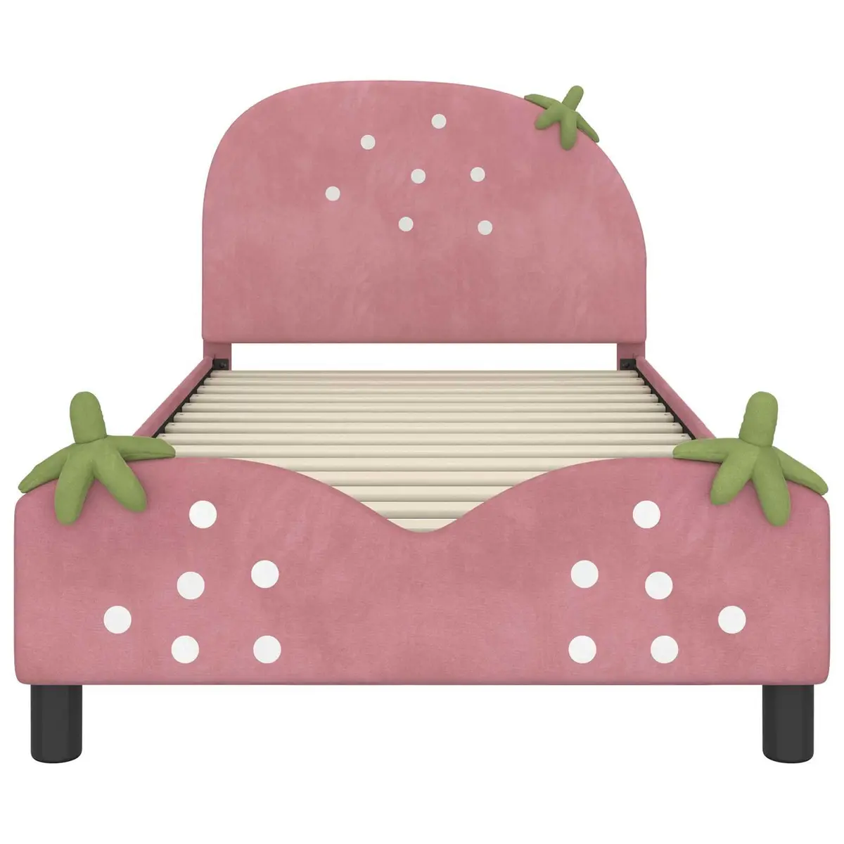 Kids Bed Frame for Children's Bedroom Pink 90 x 190 cm Velvet Upholstered