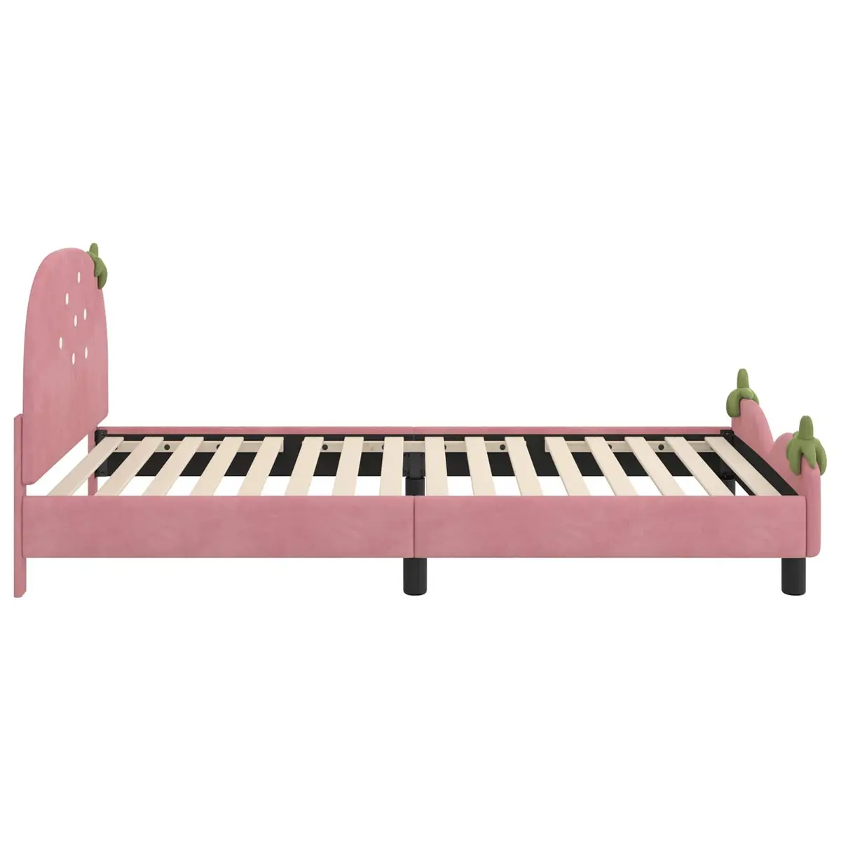 Kids Bed Frame for Children's Bedroom Pink 90 x 190 cm Velvet Upholstered