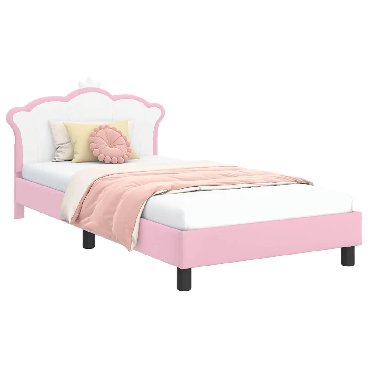 Kids Bed Frame with Headboard Pink 90 x 190 cm
