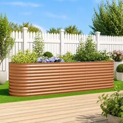 Raised Garden Bed Specifications: 320x80x81cm, Brown Steel