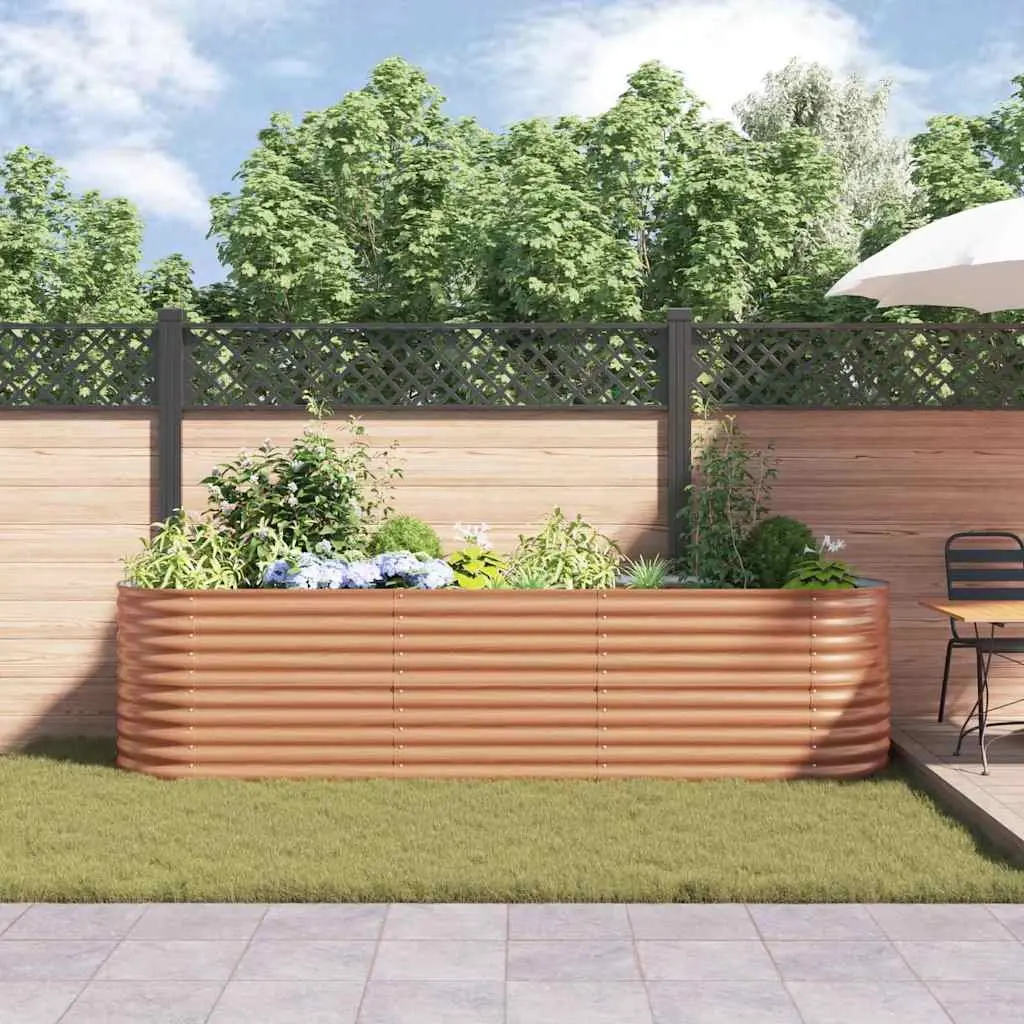 Raised Garden Bed Outdoor 320x80x81cm Brown Steel
