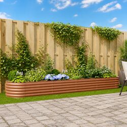 400x80x44cm Raised Bed Planter – Brown Steel Construction