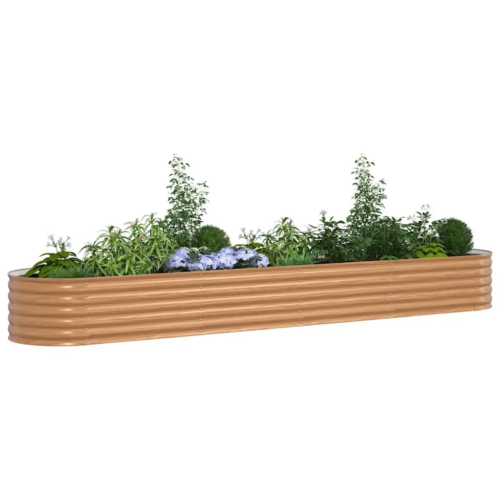 Raised Bed Garden Planter 400x80x44cm Steel Brown Outdoor Vegetable Herb Flower