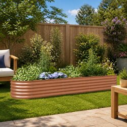 Specifications of Brown Steel Raised Garden Bed 320x80x44cm