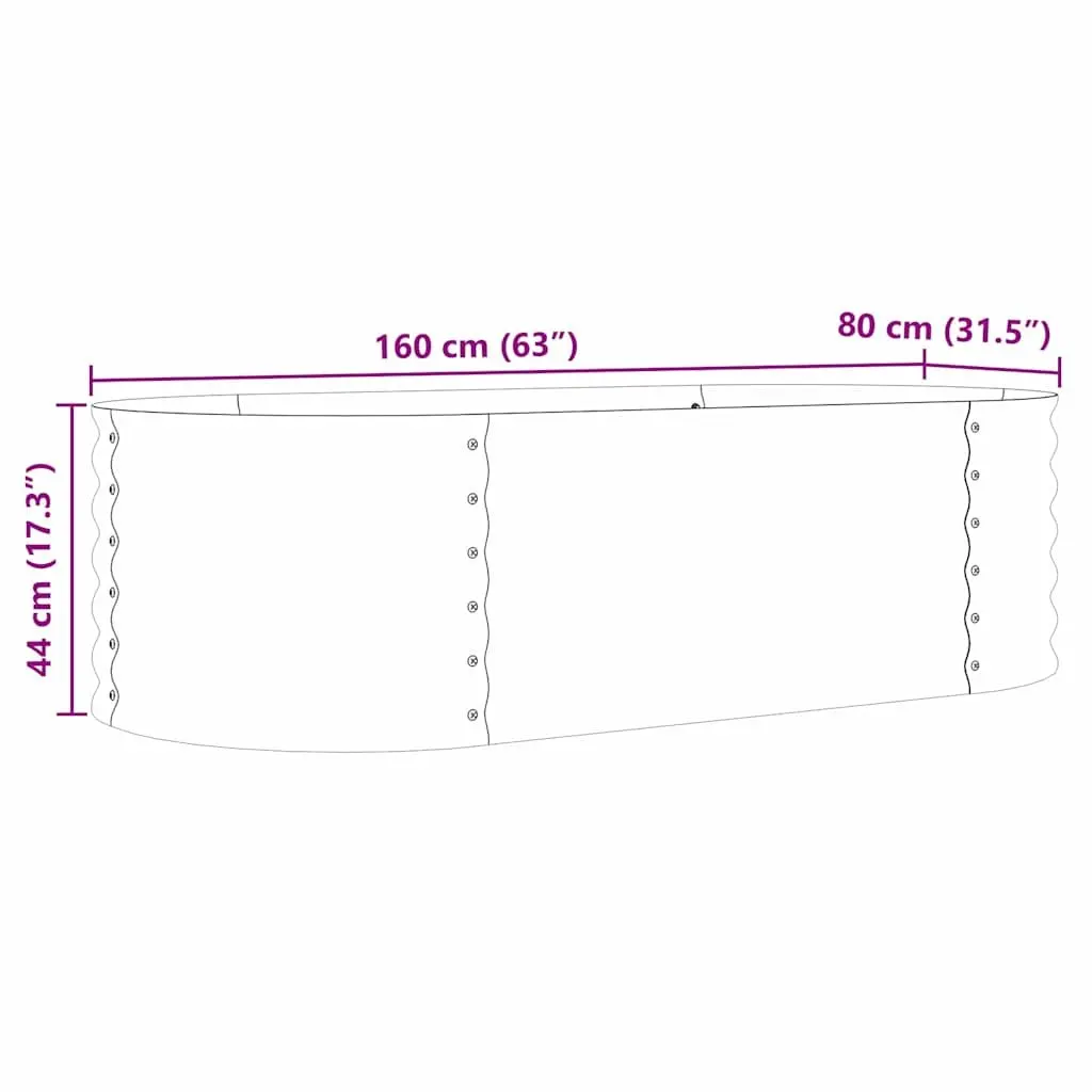 Raised Bed Garden Planter 160x80x44cm Steel Frame Outdoor Vegetables Flowers