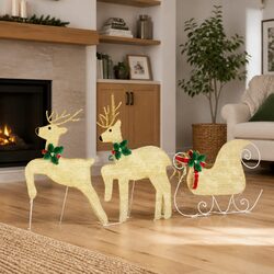 LED Reindeer Decoration Set - 3 Warm White Pieces