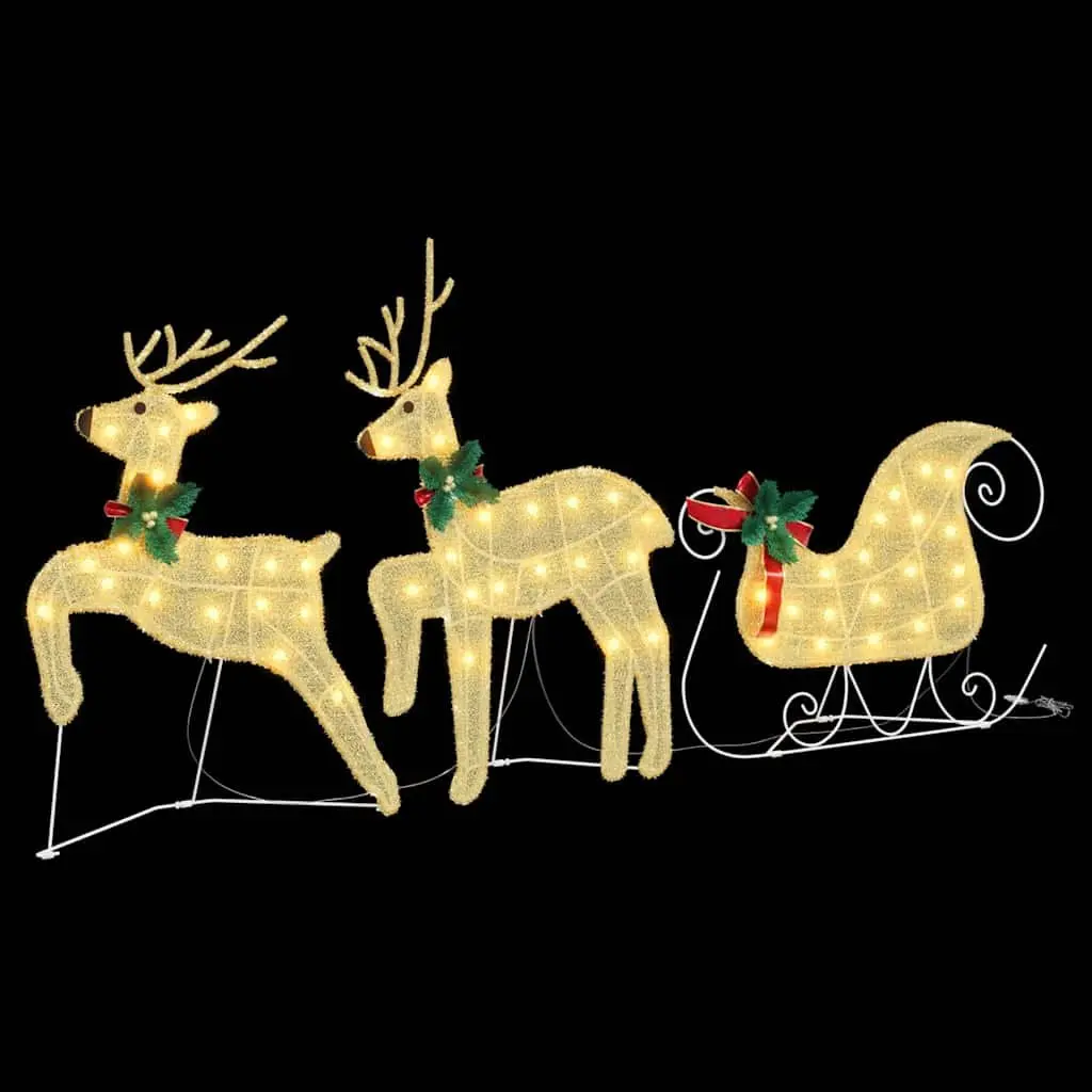 LED Reindeer Decorations Indoor Outdoor 3 Piece Warm White Fabric Christmas Holiday Ornaments