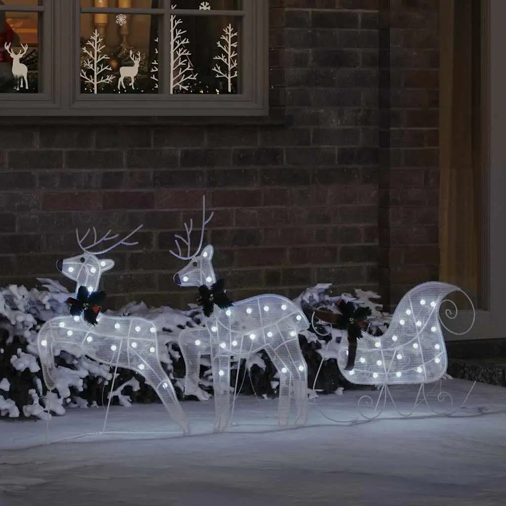 LED Reindeer Decoration 3 Pcs Cool White Fabric Art Deco Christmas Holiday
