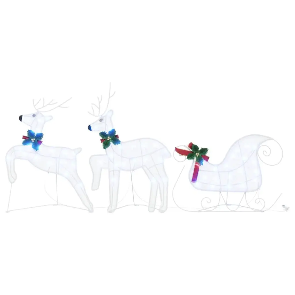LED Reindeer Decoration 3 Pcs Cool White Fabric Art Deco Christmas Holiday