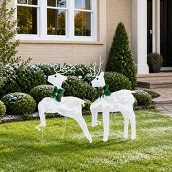 LED Reindeer Christmas Decoration Set - Cool White Lights