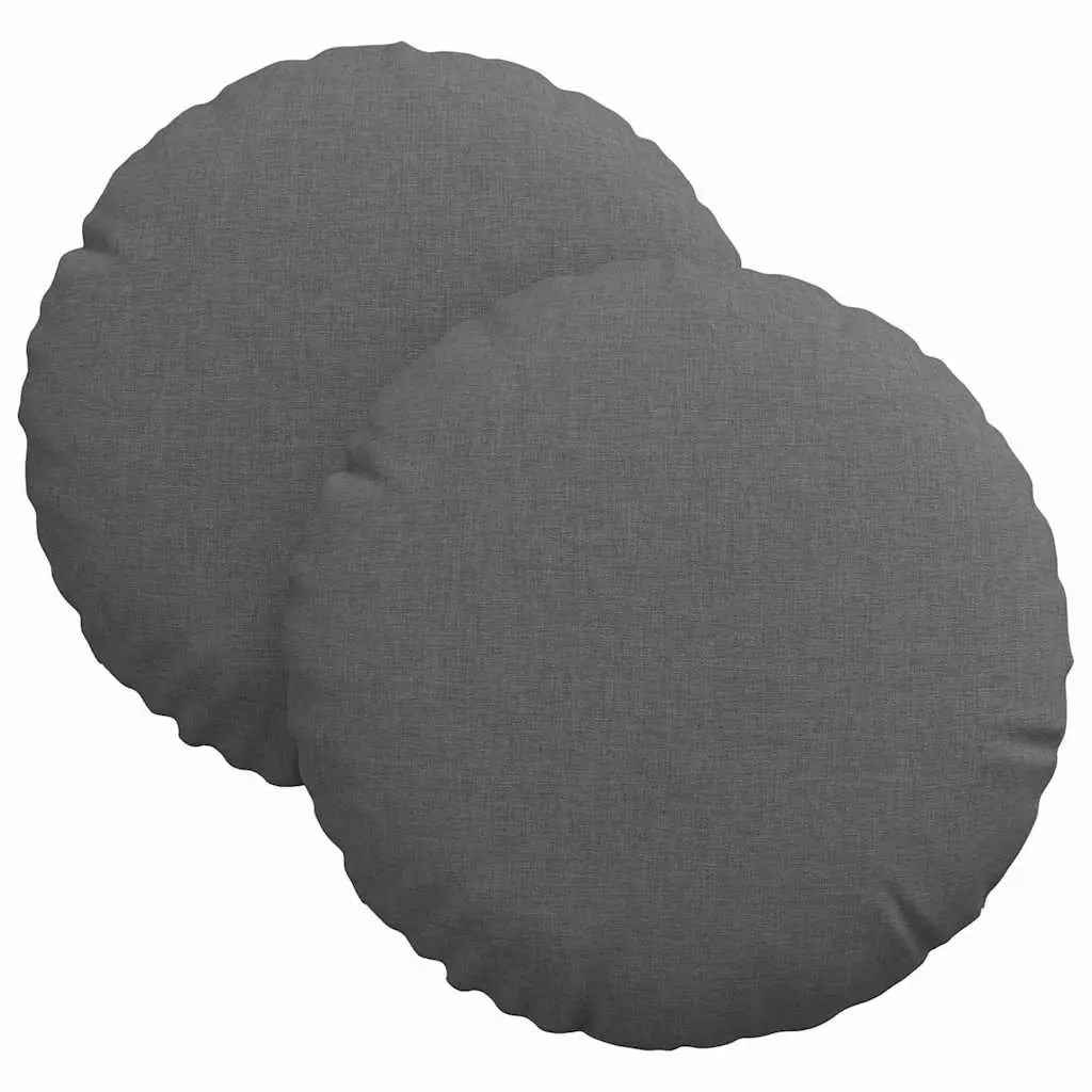 Round Seat Cushions 2 pcs Dark Grey 30cm Fabric Zipper Machine Washable Indoor