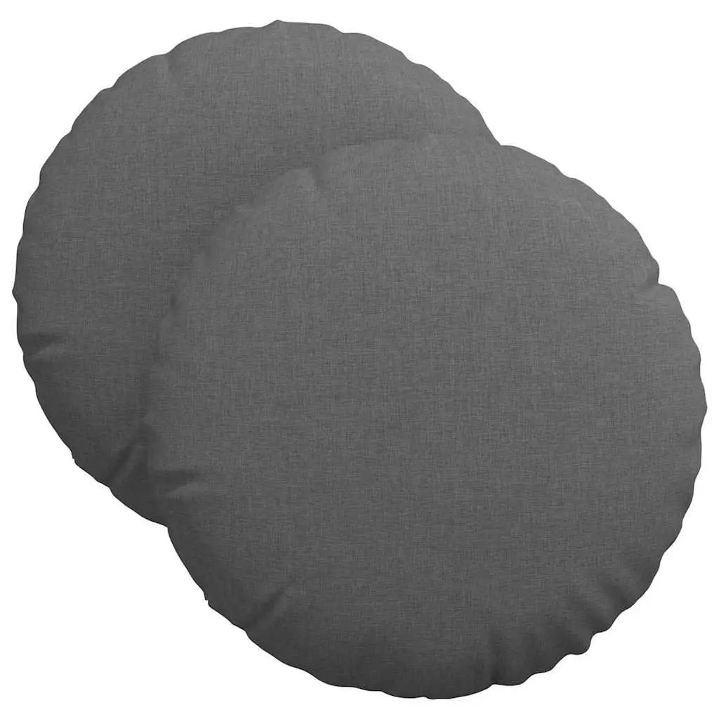 Seat Cushions 2 pcs Dark Grey Round 40cm Fabric Indoor Chair Sofa Cushion Decor