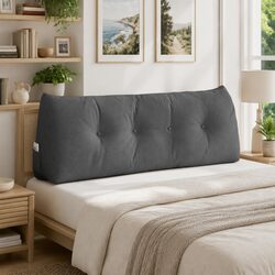 Back Support Cushion Grey 140x24x50cm