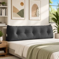 160x24x50cm Grey Back Pillow with Removable Cover