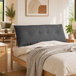 Back Pillow Dark Grey 120x19x50cm Indoor Lumbar Support Sofa Cushion Home Decor