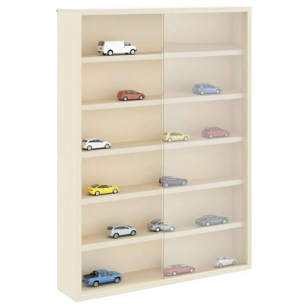 Wall Display Case for Living Room Office Gallery Beige Wall-Mounted Storage Unit