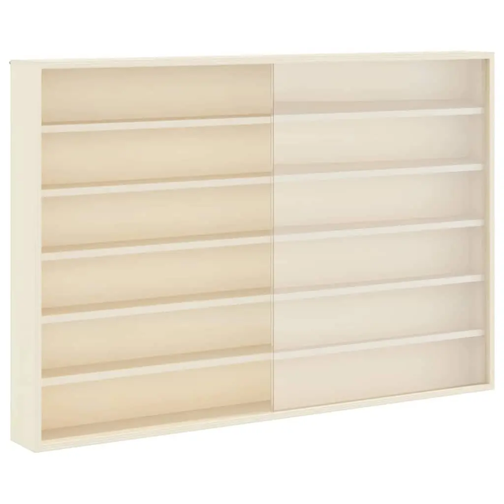 Wall Display Case Beige 80 x 8.5 x 54 cm with Sliding Doors