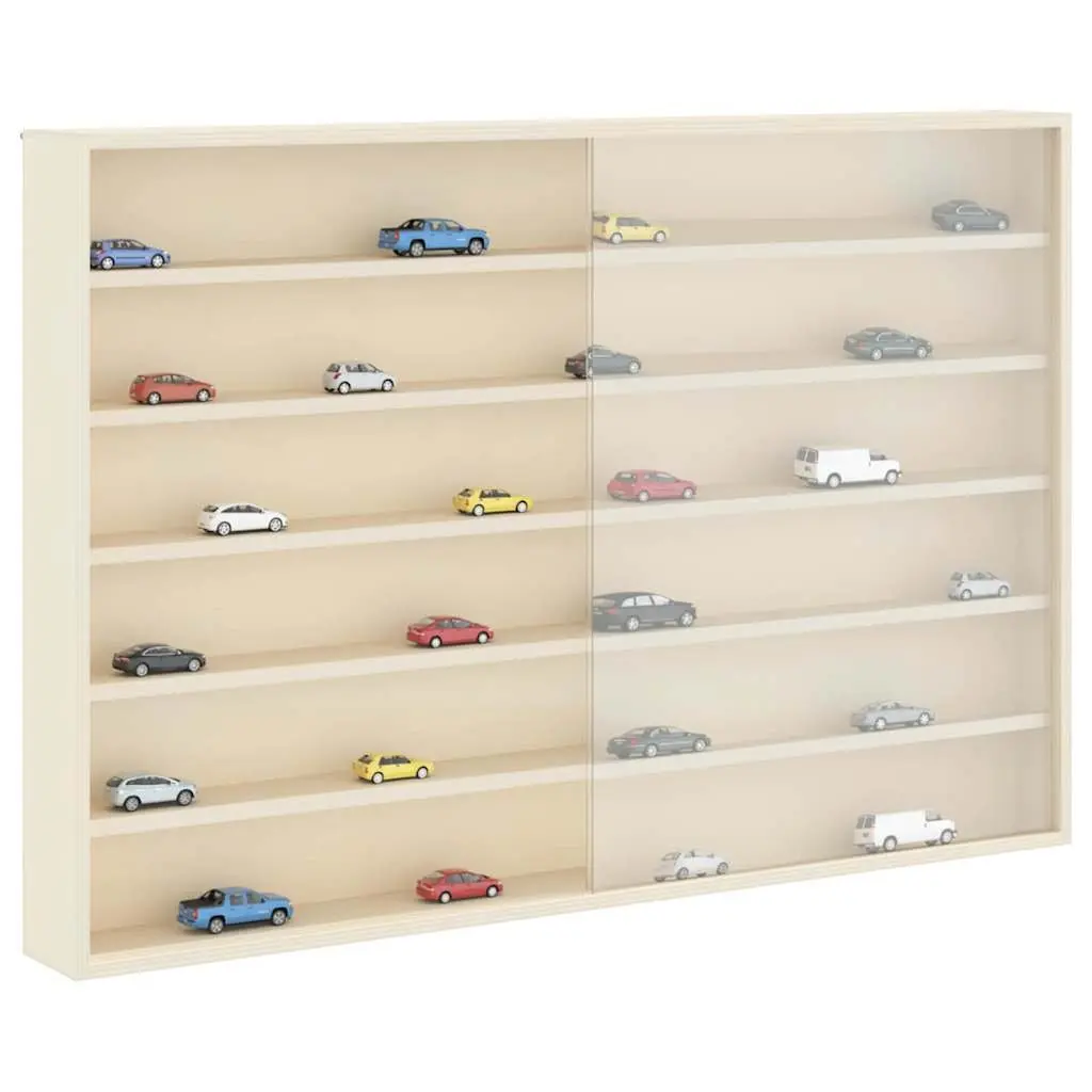 Wall Display Case Beige 80 x 8.5 x 54 cm with Sliding Doors