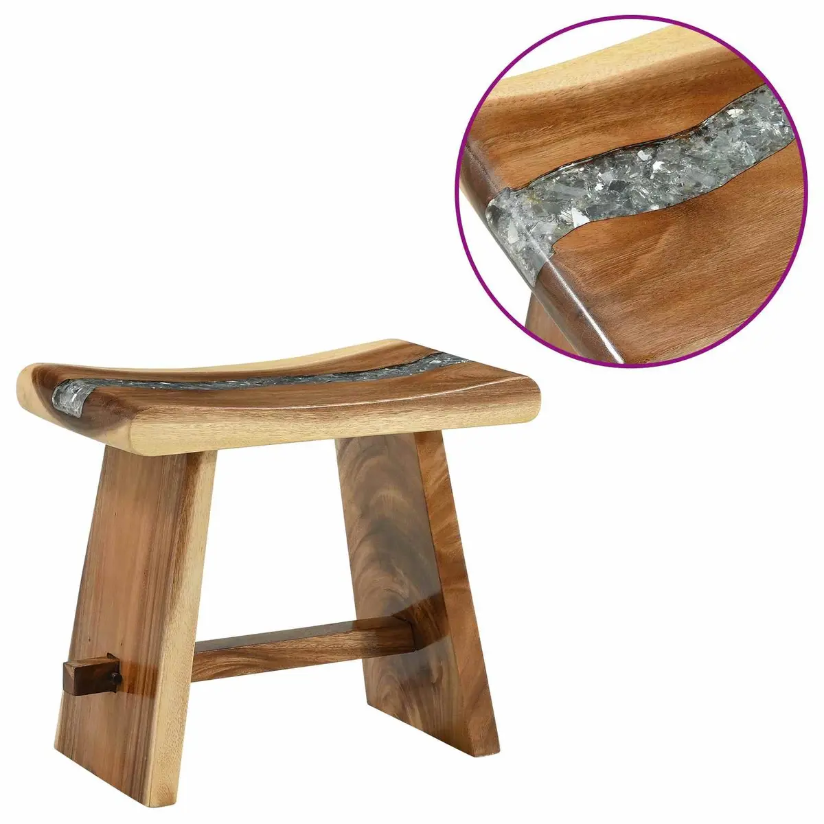 Shower Stool Indoor Solid Wood Brown 50 x 30 x 44 cm