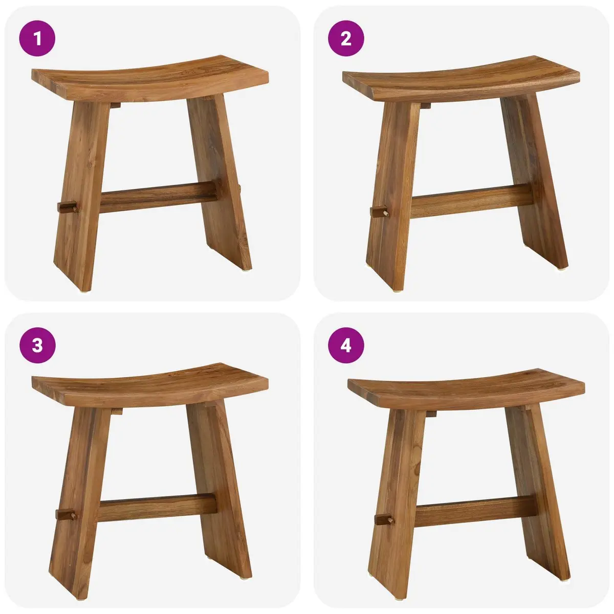 Brown Bathroom Stool in Teak