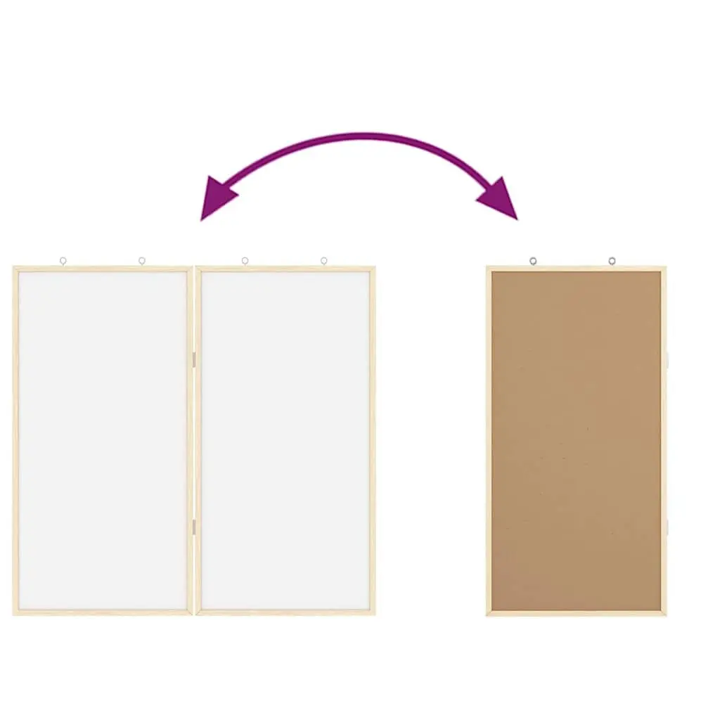 80x80cm Folding Bulletin Board in Solid Pine Wood