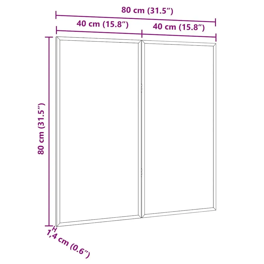 80x80cm Folding Bulletin Board in Solid Pine Wood