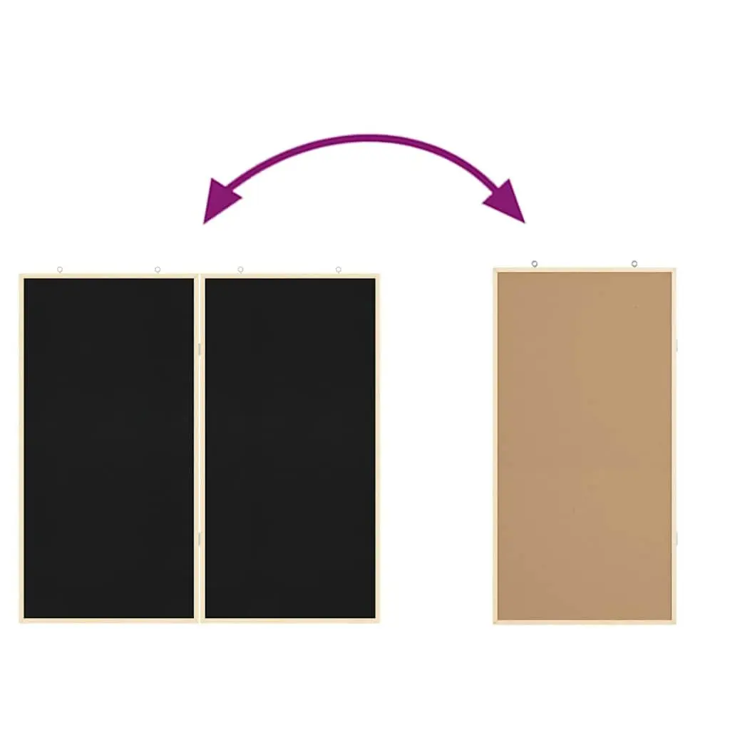 Bulletin Board Folding Square Black 100x100cm Pine Wood Office Display
