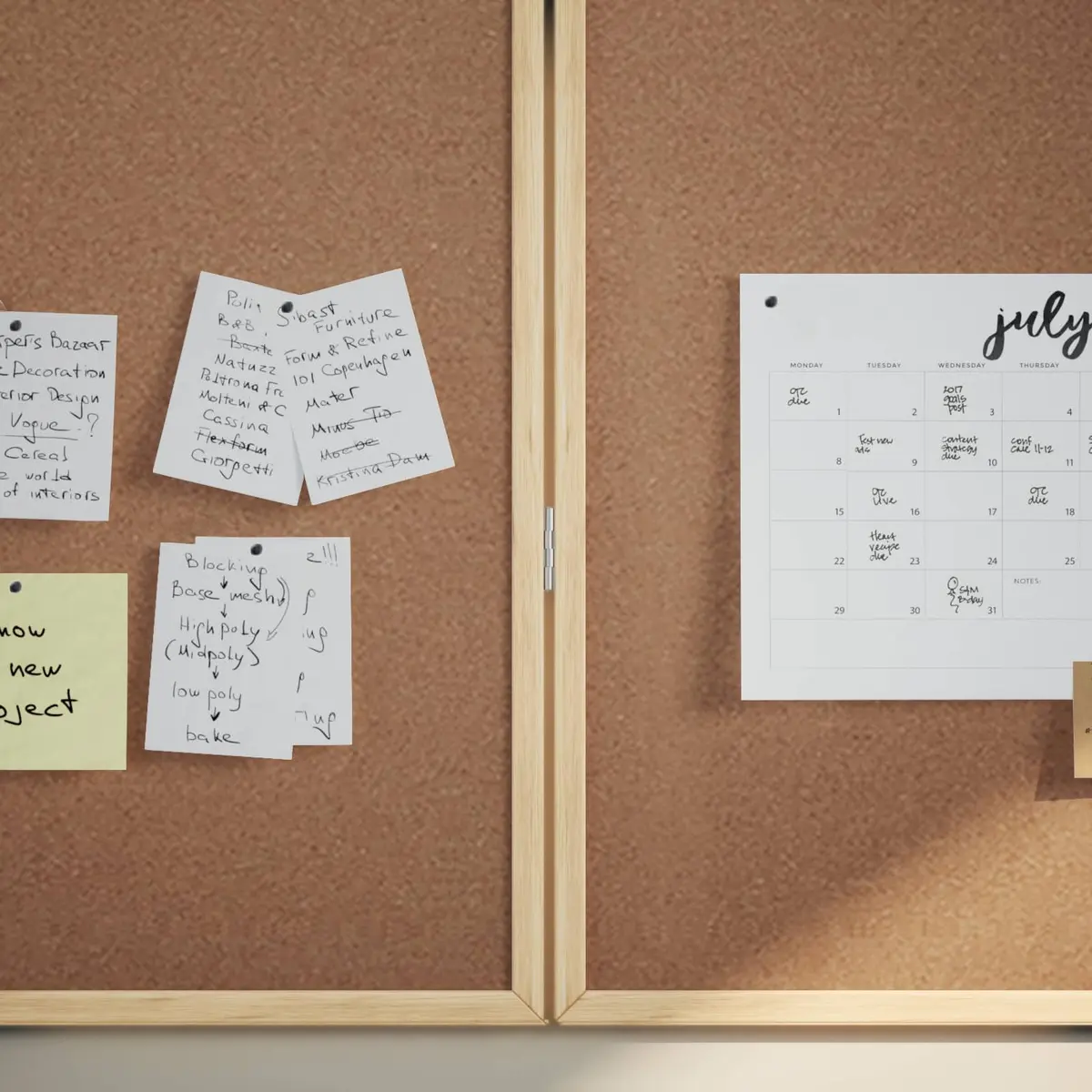 Folding Bulletin Board Brown 80x80cm