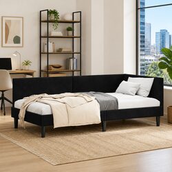 Black Corner Bed Frame Sofa Specifications: 90cm x 190cm