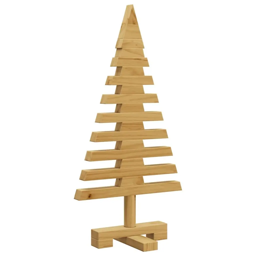 Wooden Christmas Tree for Indoor Living Room 60cm Brown Solid Pine Adjustable Branches