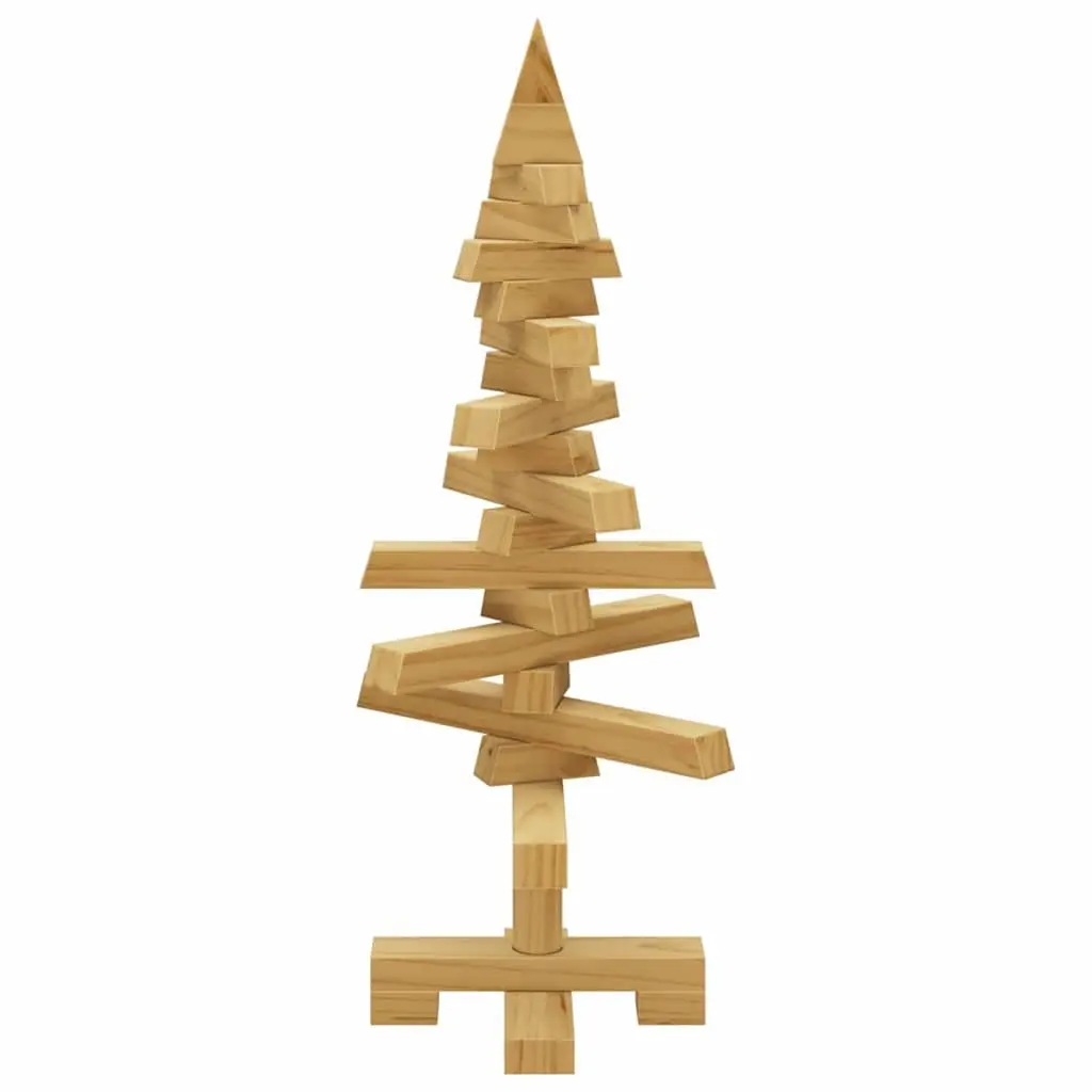 Wooden Christmas Tree for Indoor Living Room 60cm Brown Solid Pine Adjustable Branches