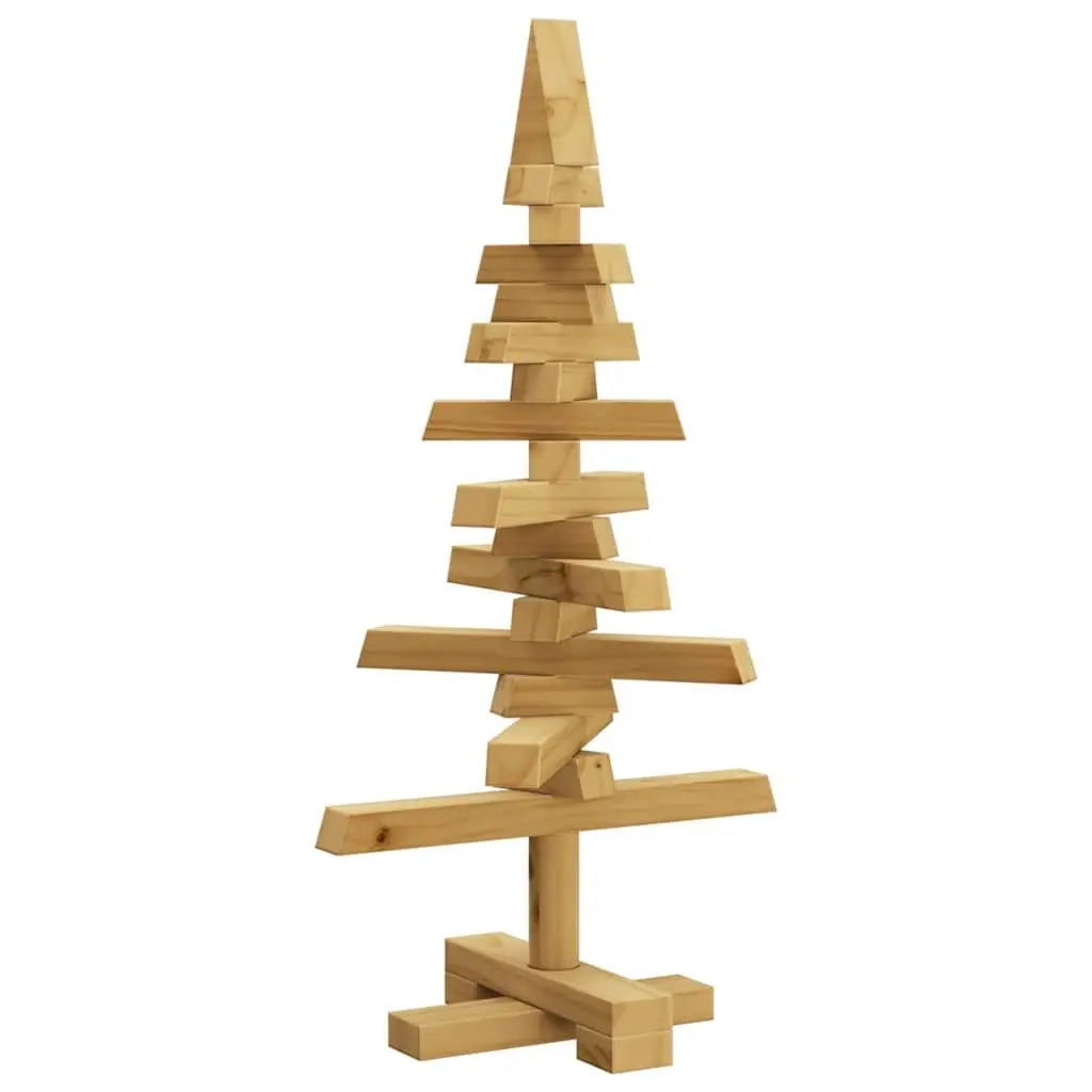 Wooden Christmas Tree for Indoor Living Room 60cm Brown Solid Pine Adjustable Branches