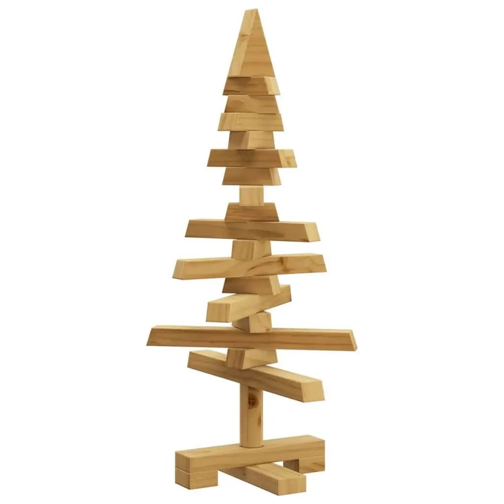 Wooden Christmas Tree for Indoor Living Room 60cm Brown Solid Pine Adjustable Branches