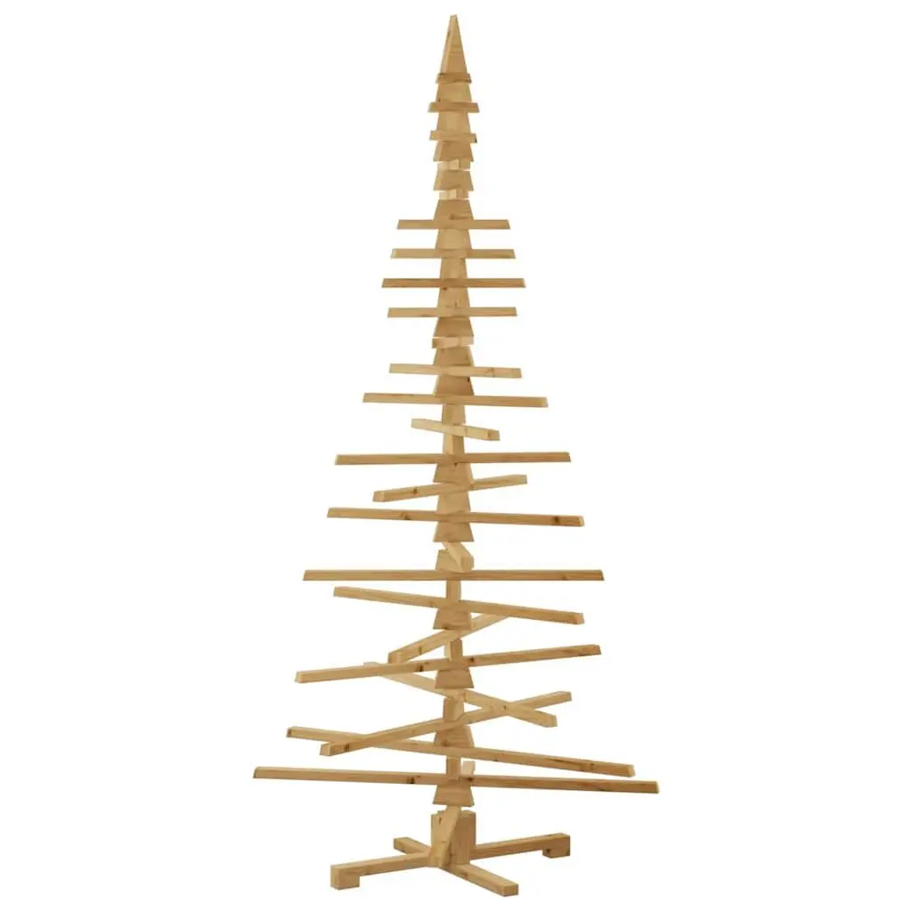 Wooden Christmas Tree Indoor Outdoor 210 cm Brown Solid Pine Adjustable Branches DIY