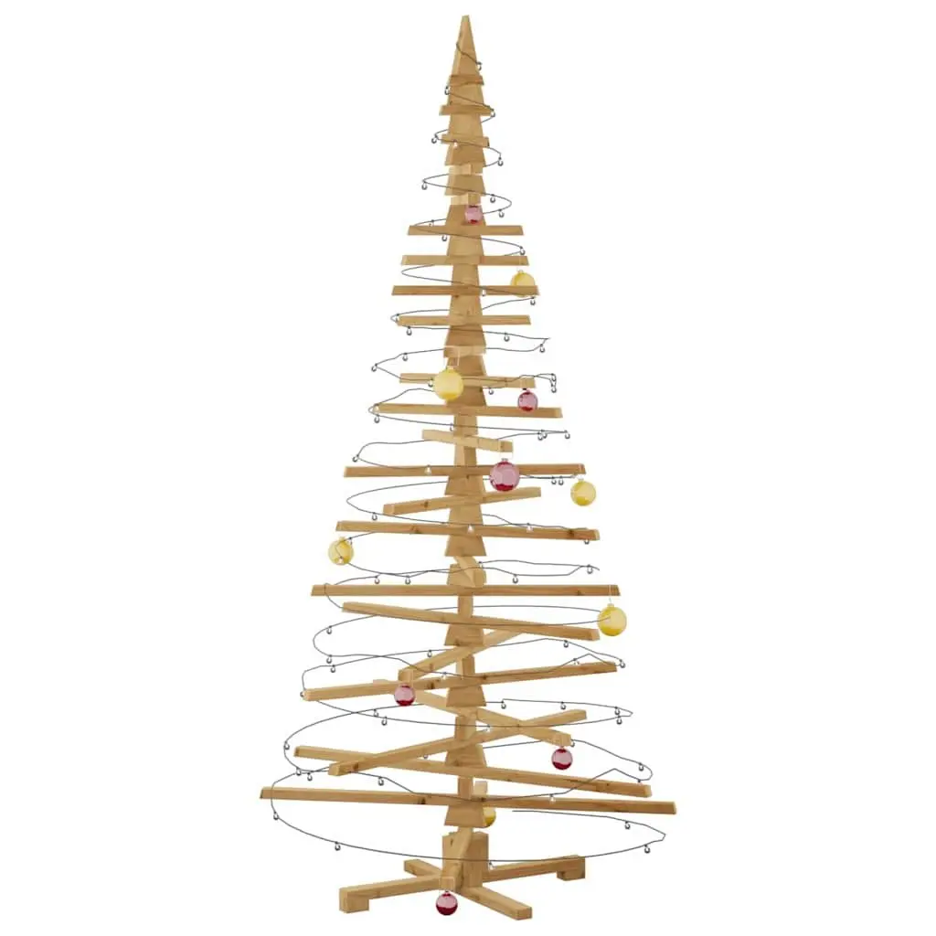 Wooden Christmas Tree Indoor Outdoor 210 cm Brown Solid Pine Adjustable Branches DIY